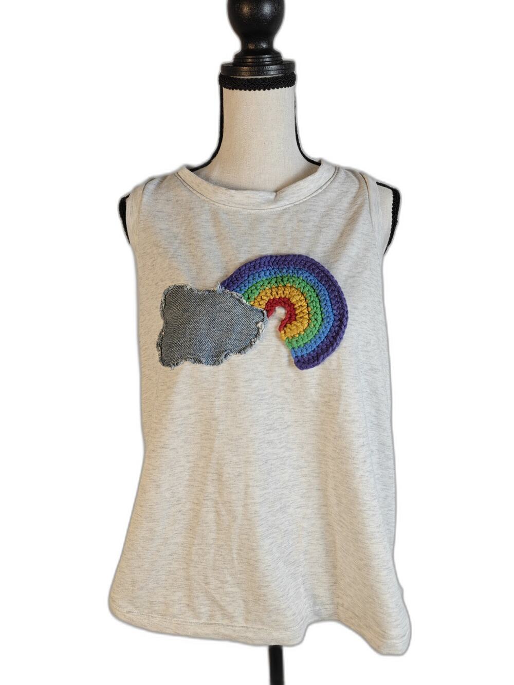 Women's BeMo Designs Rainbow Cloud Graphic Tank Top Cream Size S/M